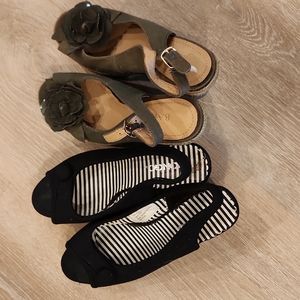 2 pairs of heeled wedges both size 7